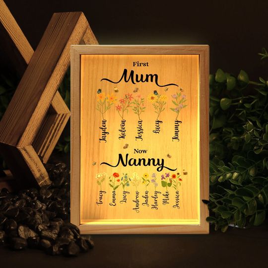 Discover Personalized First Mom Now Grandma Picture Frame Light Box
