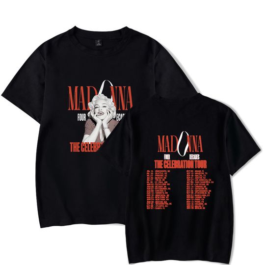 Discover Madonna Four Decades Tour Merch Madonna Four Decades Tour Double Sided T-Shirt