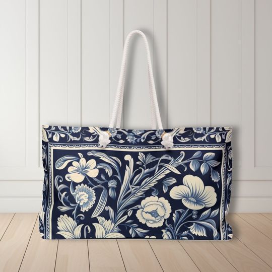 Discover Hydrangeas Navy Floral Weekender Bag