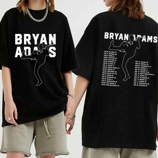 Discover Bryan Adams Tour 2024 Black T-Shirt