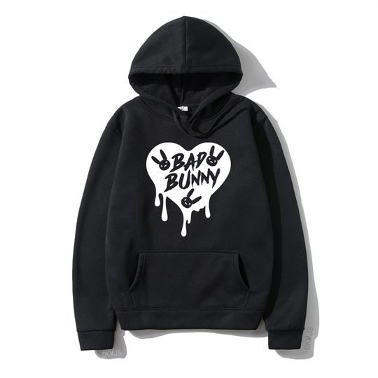 Discover Bad Bunny Heart Print Hoodie