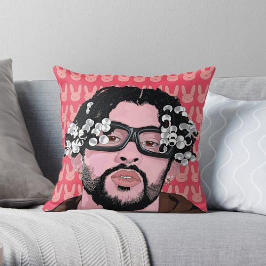 Discover Bad Bunny Throw Pillow