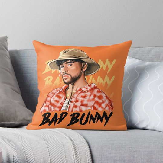 Discover Bad Bunny in Panama Hat Un Verano Sin Ti Throw Pillow