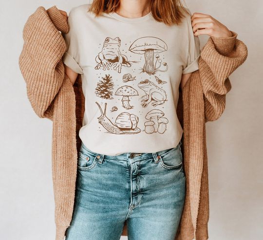 Discover Frogs Mushrooms Cottagecore T-Shirt
