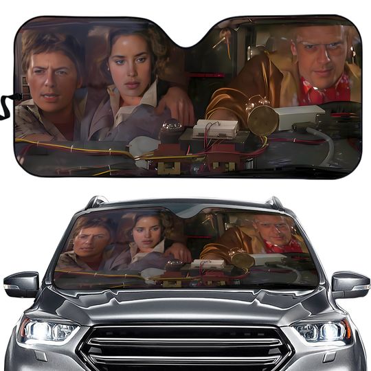 Discover Back To The Future Marty McFly and Emmett Brown Car Sun Shade