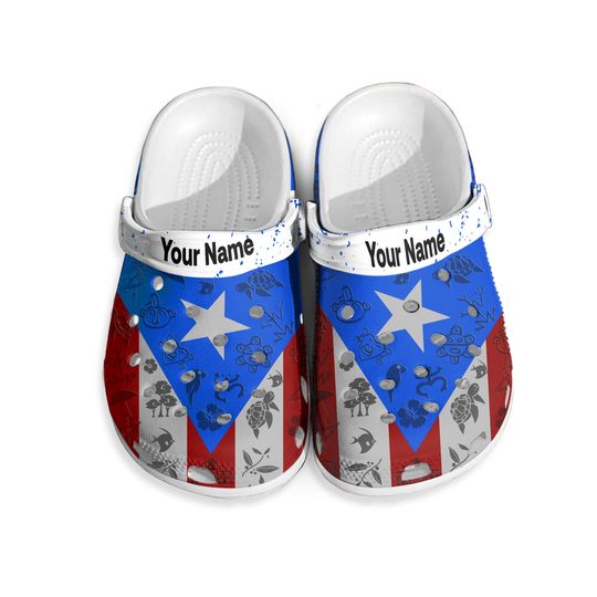 Discover Puerto Rican Flag Personalized Clogs Shoes With Your Name