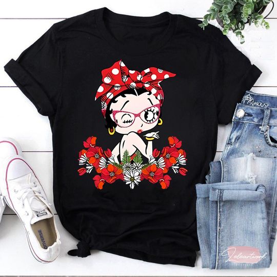 Discover Betty Boop Flower T-Shirt, Betty Boop Shirt, Animation Shirt