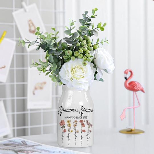 Discover Custom Birth Month Flower Grandma's Garden Vase