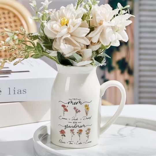 Discover Personalized First Mom, Now Grandma Flowers Vase