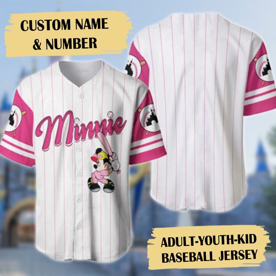 Discover Personalized Pink Girl Mouse Character Baseball Jersey, Cute Mouse Baseball Jersey