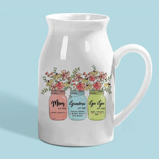 Discover Personalized Flower Vase for Great Grandma with Custom Names