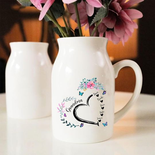Discover Grandma's Garden Vase Personalized Birth Month Flower Pot with Kids & Grandkids Names Mothers Day