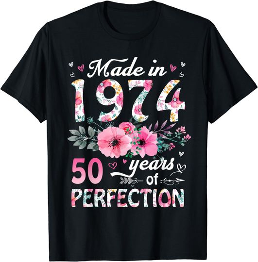 Discover 50 Year Old Made In 1974 Floral 50th Birthday Women T-Shirt