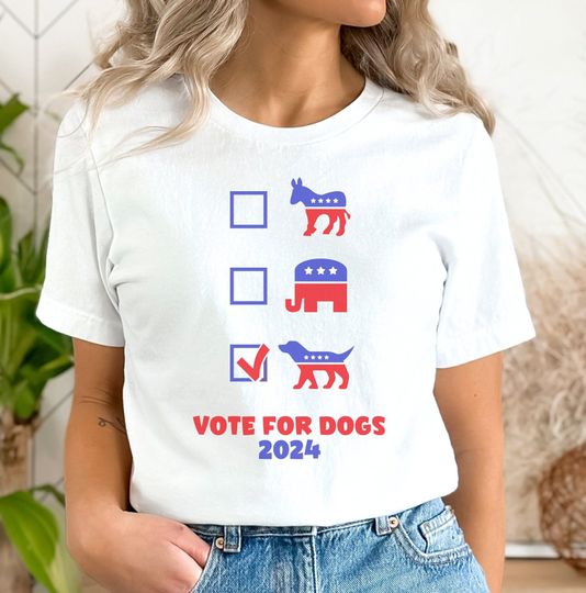 Discover Vote for Dogs Shirt Political Party Donkey Elephant and Dog Checked on Ballot