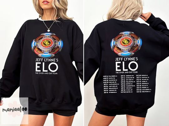 Discover Jeff Lynnes ELO  The Over and Out Tour 2024 Double Sided Sweatshirt