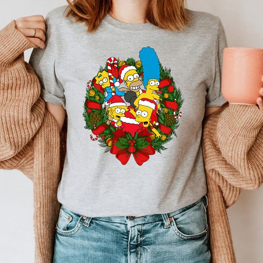 Discover The Simpsons Christmas Wreath tshirts , Homer Marge Bart Lisa Maggie Simpson shirts