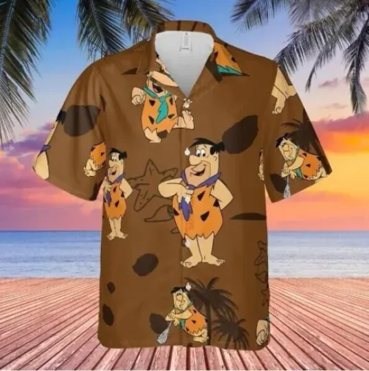 Discover Fred Flintstone Stone Age motifs Hawaiian Shirt