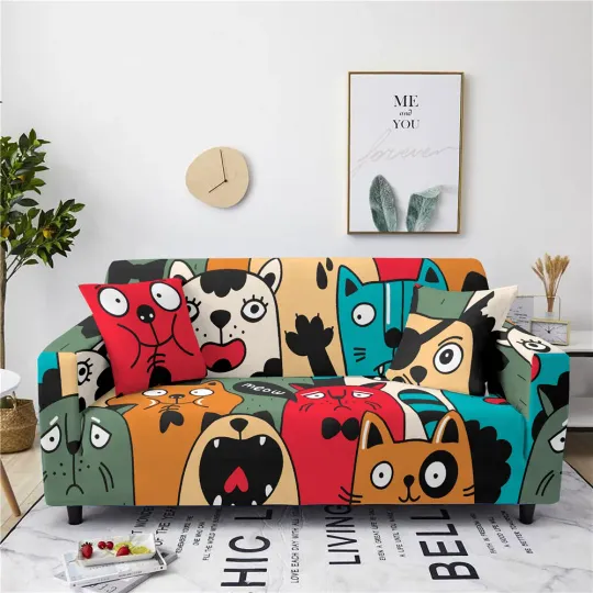 Discover Funny Cartoon Elastic Sofa Cover, Home Decor Gifts