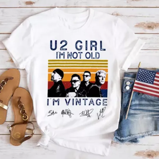 Discover U2 Girl I m Not Old I m Vintage Shirt  U2 Band Siganture Shirt