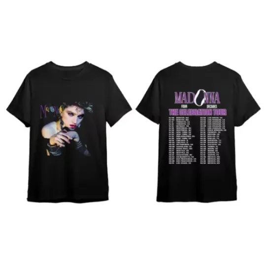 Discover Madonna The Celebration Tour 2024 Black T-Shirt Gift Fans