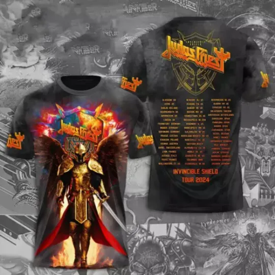 Discover Judas Priest Invincible Shield 2024 US 3D T-Shirt