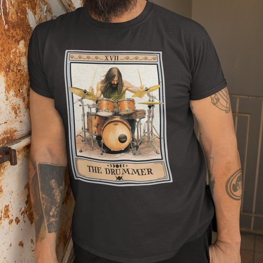 Discover The Drummer Tarot Card Shirt, Drummer Shirt Rock Drum Player Gifts Drums Teacher Gift Drummer Tshirt