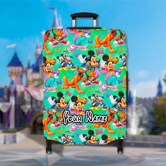 Discover Custom Mouse And Friends Luggage Cover, Cute Characters Suitcase Cover