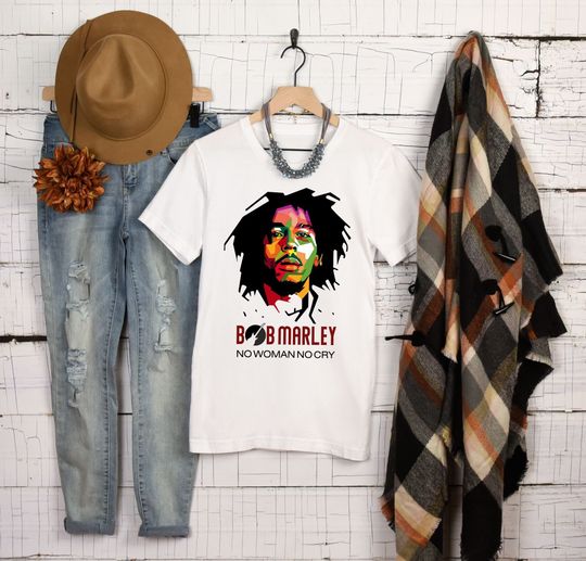 Discover Unisex Vintage Bob Marley No Woman No Cry T-Shirt