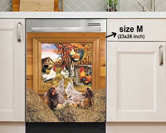 Discover Country Chicken Farmhouse Dishwasher Front Sticker Farm Rooster