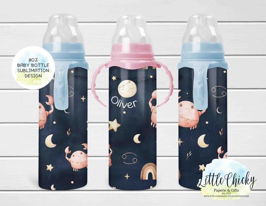 Discover 8oz Baby Bottle Sublimation Design, Cancer baby bottle Kids