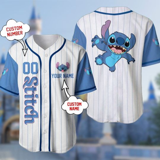 Discover Custom Alien Dog Monster Baseball Jersey, Personalized Blue Cartoon Dog Baseball Shirt