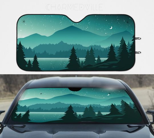Discover Nature Car Sunshade, Green sun shade for windshield