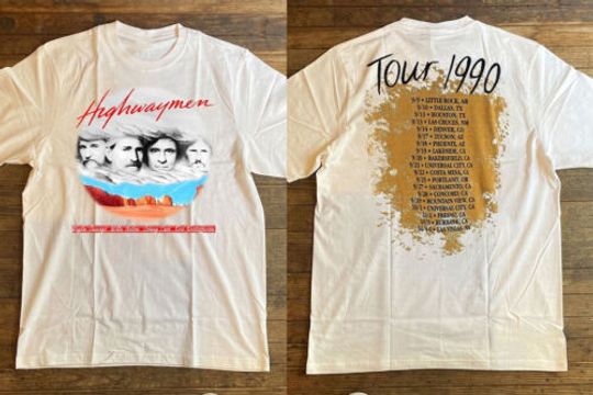 Discover The Highwaymen Nelson Johnny Cash Tour 1990 T-Shirt, Tour 90s T-Shirt