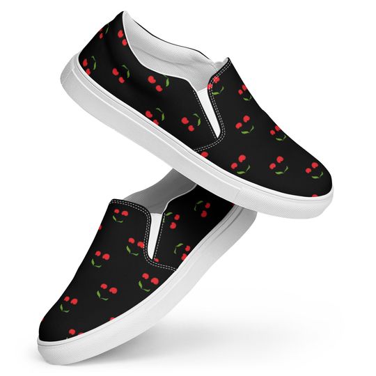 Discover Cherry Fruit Printed Casual Slip On Shoes