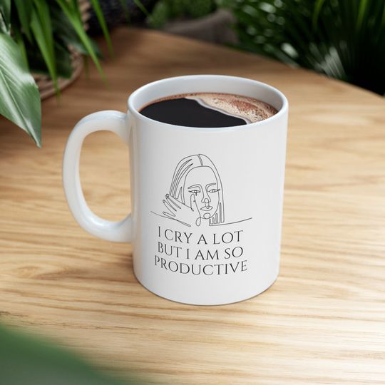 Discover I cry a lot but I am so productive The Tortured Poets Department, TTPD 11 oz mug