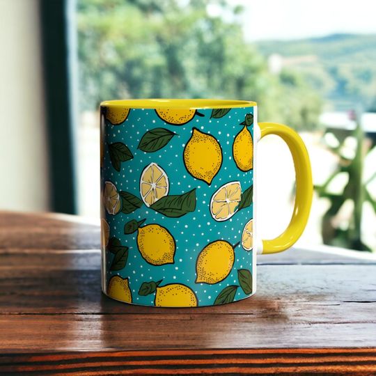 Discover Vibrant Lemon Mug, Lemon Kitchen Decor Lemon Coffee Mug