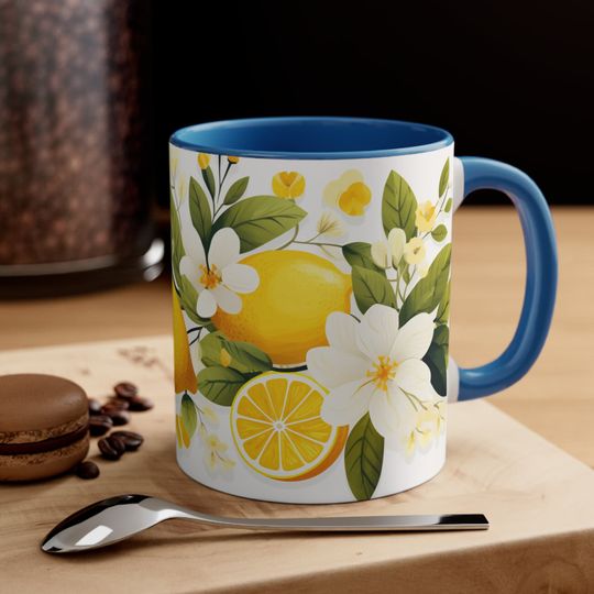 Discover Flowers and Lemon Themed Coffee Mug Perfect for Summer