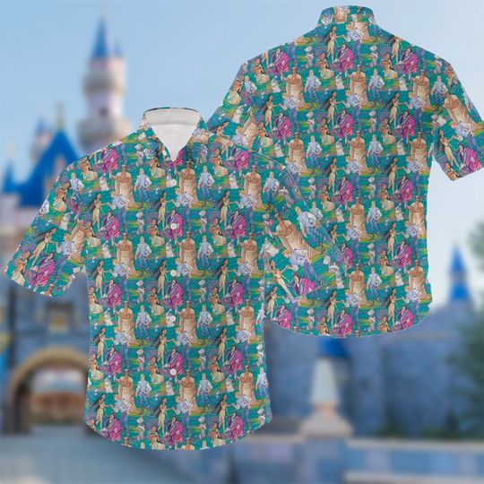 Discover Princess Movie Hawaii Shirt, Princess Movie Button Up Shirt, Cartoon Hawaiian Shirt