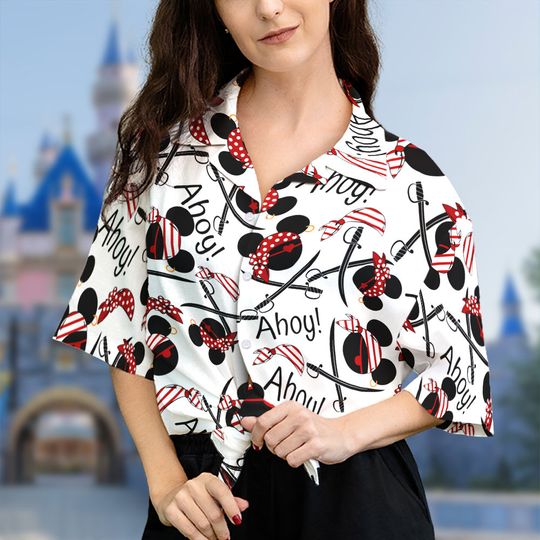Discover Mouse Cruise Pirate Hawaii Beach Shirt, Mouse Button Up Shirt