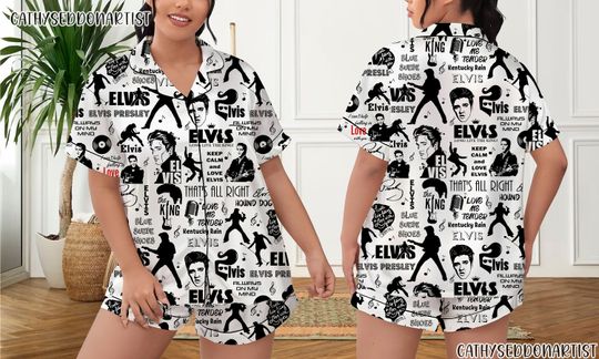 Discover Elvis Presley Pajamas Short Set, Elvis Presley Pajamas Set, Holiday Pajamas Set