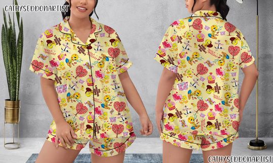 Discover Tweety Bird Pajamas Short Set, Tweety Bird Pajamas Set, Holiday Pajamas Set