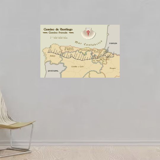 Discover Camino de Santiago - Camino Frances / The French Way Premium Matte Vertical Poster