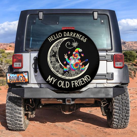 Discover Hello Darkness My Old Friend Gnome Spare Tire Cover