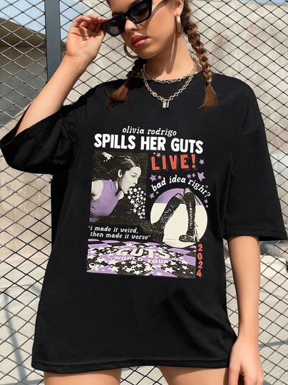 Discover Olivia Rodrigo Spills Her Guts Shirt, Olivia Rodrigo Guts Tour Shirt,The Guts World Tour 2024 Merch