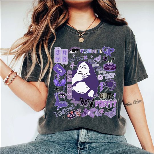 Discover Olivia Rodrigo Guts Shirt, Guts Tour 2024 Shirt, Olivia GUTS Album Shirt Vampire