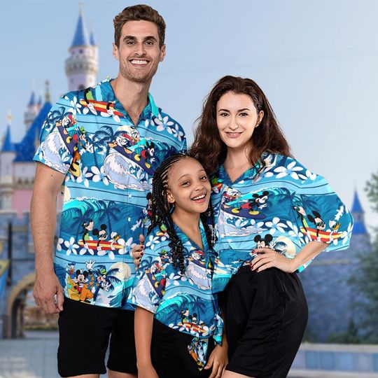Discover Mouse Surfing With Friends 3D All Over Printed Hawaiian Shirt, Mouse And Friends