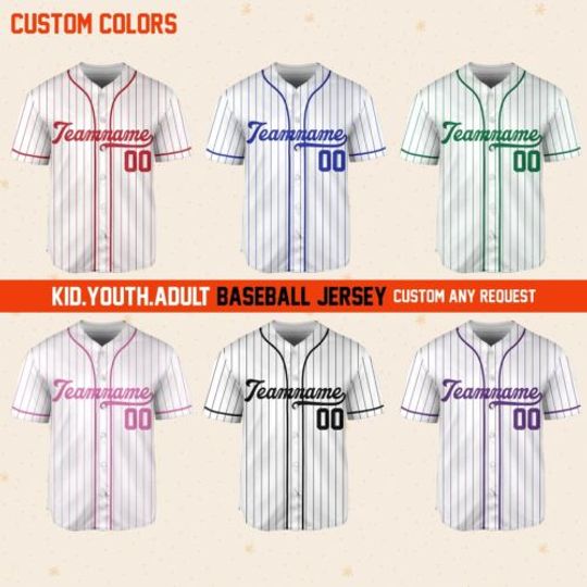 Discover Custom Request Stripe Line Custom Colors Personalized Name Baseball Jersey