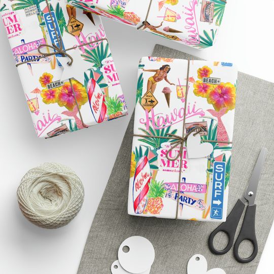 Discover Hawaiian party, Hawaii wrapping paper
