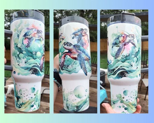 Discover 40oz Turtle Tumbler   Floral 40oz Tumbler