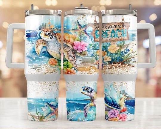 Discover Life is better at the beach 40 oz Quencher tumbler